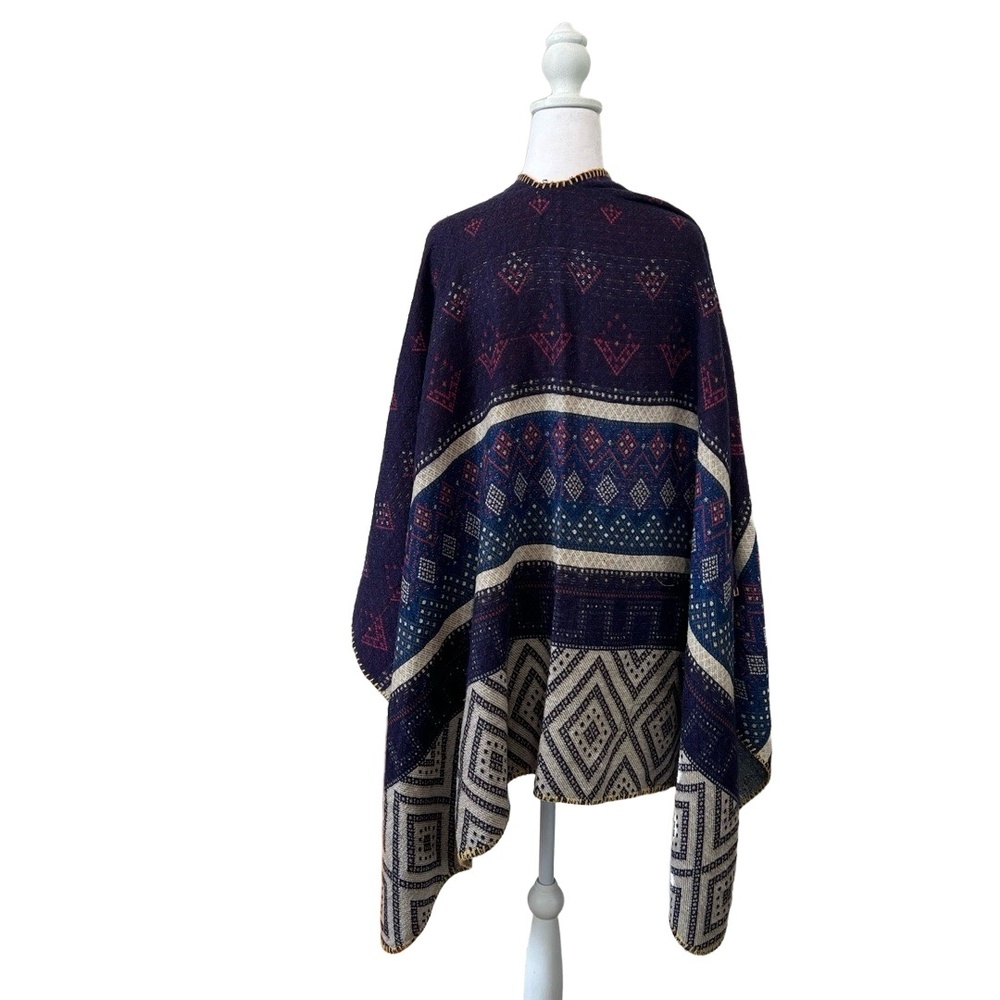Olive Street Shawl One Size Multicolor Folk Aztec Print Open Front Bohemian - Picture 3 of 12